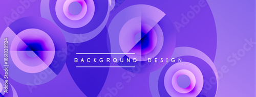 Abstract purple design features overlapping circles, creating dynamic visual effect. Modern, smooth gradients offer sleek aesthetic.