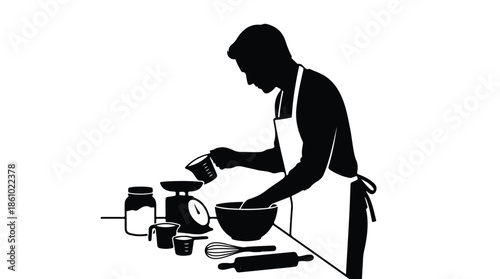 Home Baking Cooking Measuring Ingredients Kitchen Silhouette