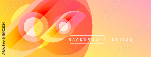 Abstract orange gradient layers create dynamic visual effect. Circles overlap, forming modern background design. Smooth transitions, vibrant colors.