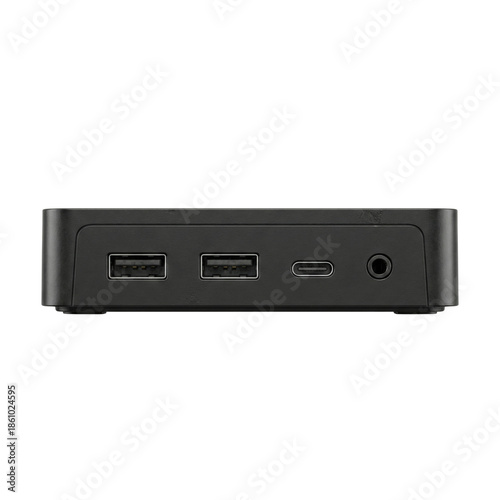 Fotografi Black electronic docking station front view isolated