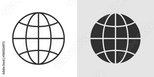 Digital Globe Icon representing global connectivity, digital networks, internet technology, and worldwide communication.