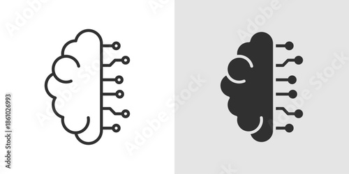Digital Brain Icon representing artificial intelligence, neural networks, machine learning, cognitive computing, and advanced data processing.