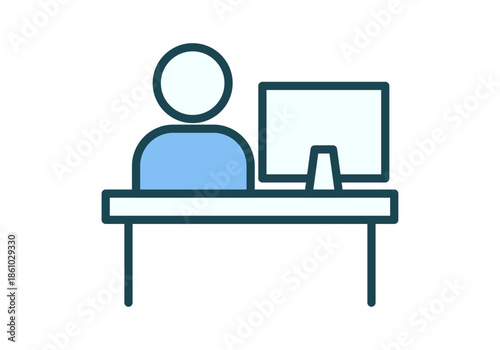 Empleado trabajando en su escritorio de oficina con un ordenador personal