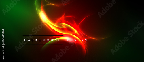 Abstract energy flow. Vibrant colors blend, creating dynamic visual effect. Dark background emphasizes glowing swirls, text present.