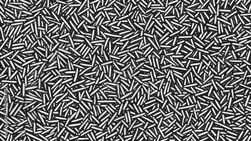 Intricate pattern of densely packed short randomly oriented black and white lines