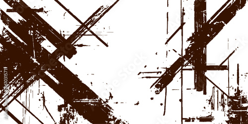 Vintage grunge background featuring a black ink splatter texture and dirty paint stains on an old paper element with a distressed vector frame design