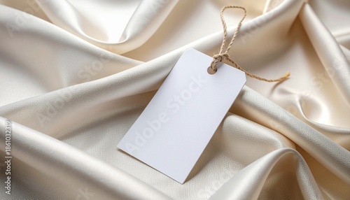 Blank Product Tag Mockup on Fabric Background