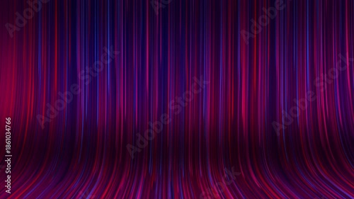 Abstract glowing curtains in purple and red colors with dynamic motion background