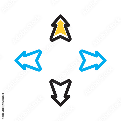 Vector multi color ion for Direction arrow