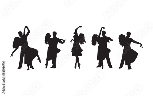 Dance Couple Silhouette Set with Elegant Partner Dance Poses