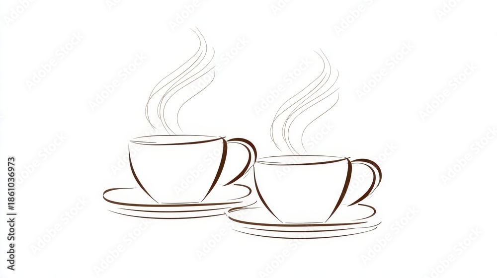 Obraz premium Two Cups of Coffee With Steam Rising Above Them