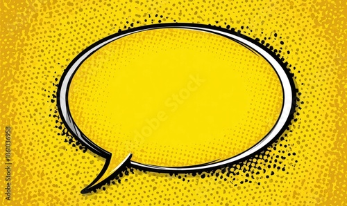 Yellow comic speech bubble on a textured background
