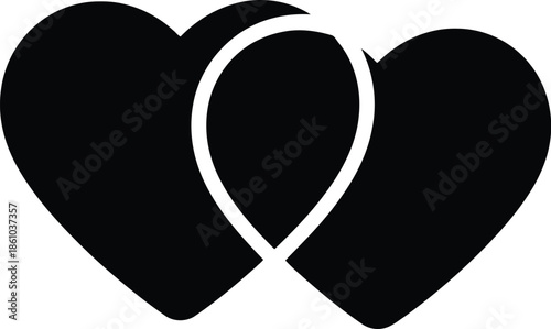 Intertwined hearts icon for love and relationships Vector