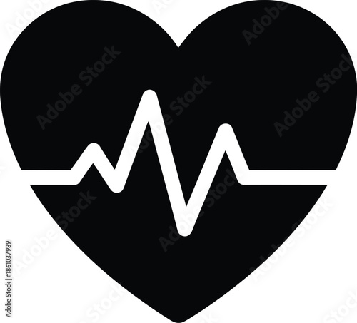 Heart health icon with ekg line Vector