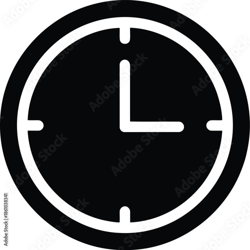 Minimalist black and white clock icon Vector