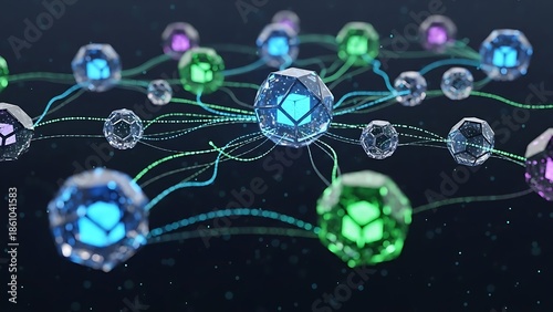 Wallpaper Mural Vibrant network of glowing orbs connected by neon lines in space Torontodigital.ca