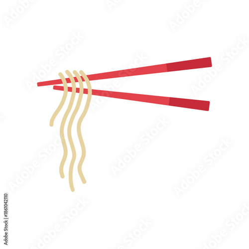 Illustration of noodle with red chopsticks