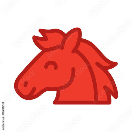 Illustration of red smiley horse
