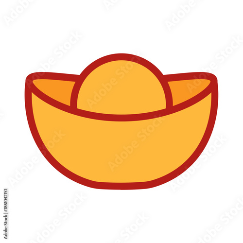 Illustration of Chinese golden ingot