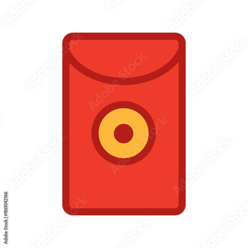 Illustration of red envelope with gold coin