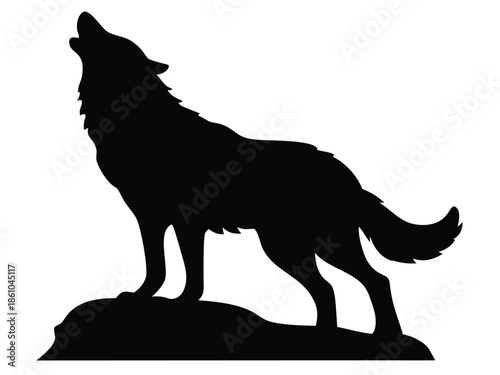 howling wolf icon illustration, howling wolf silhouette vector illustration