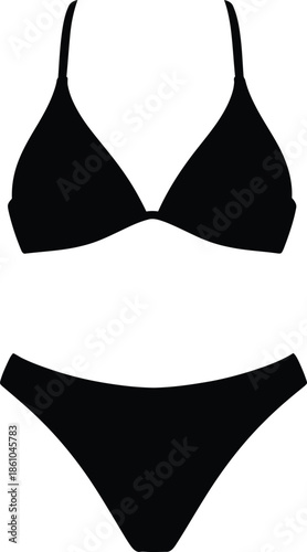 Elegant woman in black and white lace lingerie and silk underwear fashion featuring a black bra and panties set with a red textile string thong isolated on a white beauty background