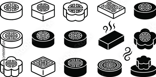 Nian Gao Chinese Rice Cake Vector Set