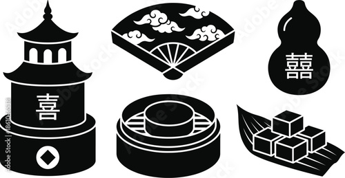 Nian Gao Chinese Rice Cake Vector Set