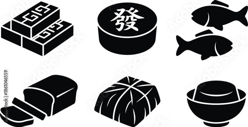 Nian Gao Chinese Rice Cake Vector Set