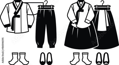 Seollal Korean Family Traditional Greeting Celebration Vector