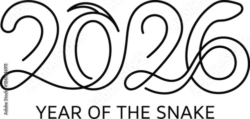 Snake minimalist line art vector Chinese New Year.