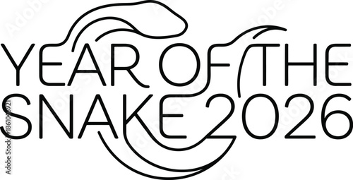 Snake minimalist line art vector Chinese New Year.
