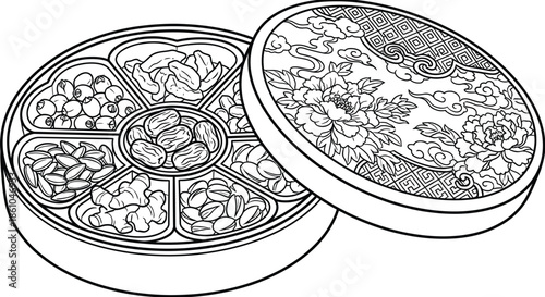 Chinese Candy Box Tray of Togetherness Vector Art