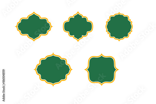 Five green islamic shape collection | Premium Vector