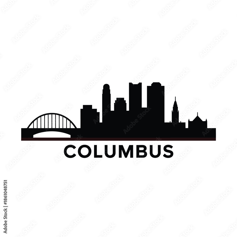 Fototapeta premium Columbus ohio skyline silhouette with city name typography below it