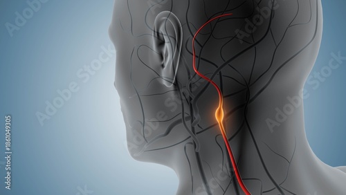 Bild auf Leinwand Neck Region Carotid Stenosis with Thrombus