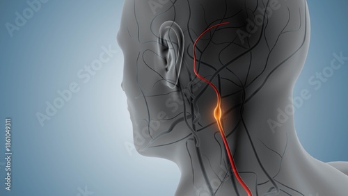 Bild auf Leinwand Neck Region Carotid Stenosis with Thrombus