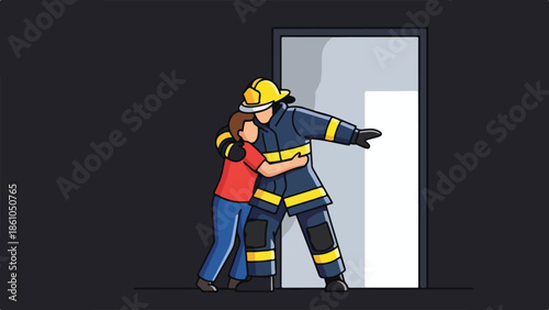 Firefighter Rescues Person from Danger