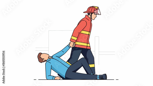 Firefighter Rescuing Man from Danger