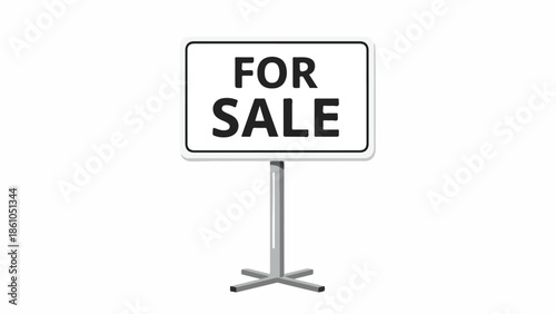 Illustrated for Sale Sign on White Background