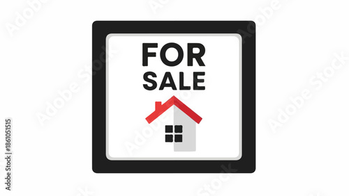 Real Estate for Sale Sign with House Icon Vector