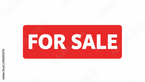 Red for Sale Sign Against White Background