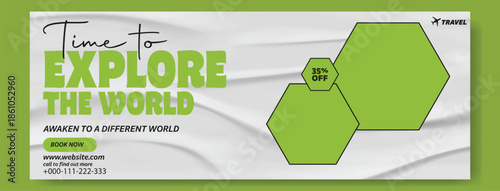 Time to Explore the World: Professional Travel Flyer and Social Media Kit, Modern Travel Package Flyer & Social Media Post Design with 35% Discount. Corporate Travel Agency Flyer and Square.