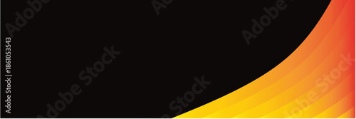 Modern Abstract Black Banner with Curved Orange and Yellow Gradient Corner
