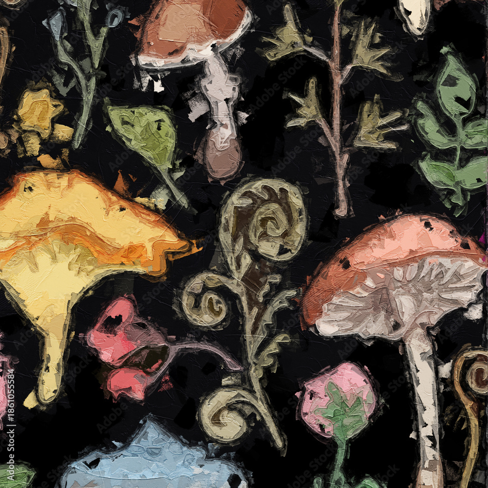 Obraz premium Various oil paintings, flowers, mushrooms, chrysanthemums, roses, peonies, space worlds, chrysanthemums