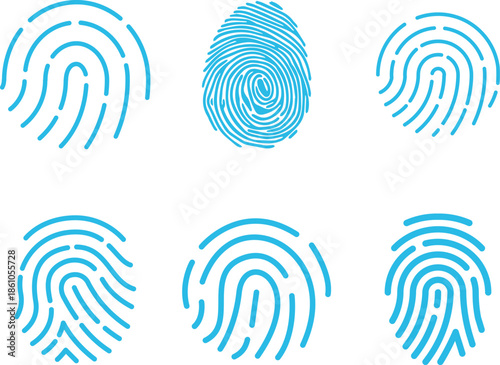Finger Print Icon set. Identity, authorization or privacy concept. Modern style. Finger prints scanning concept. scan or scanner for lock secure security logo. Digital fingerprint, identification.