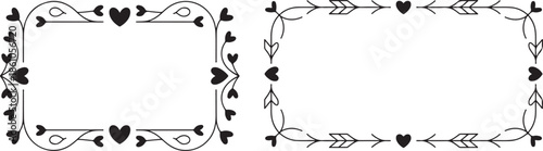 Minimalist heart frame set with whimsical arrows and leaf details for eco friendly wedding branding