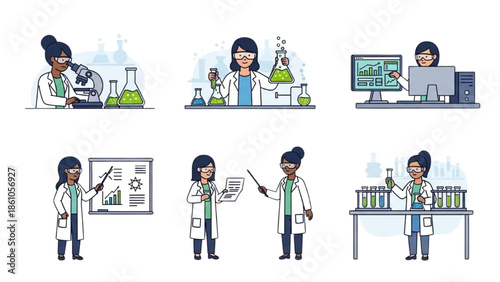 Scientist conducts experiments in a laboratory setting with various equipment and samples