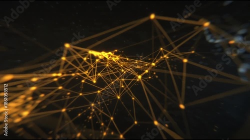 Seamless Loop Abstract Internet of Things motion background with glowing yellow nodes and connections, suitable for tech-related projects with a futuristic and dynamic mood.