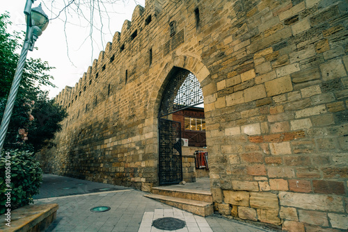 Baku, Azerbaijan - 1 dec 2025 View of the Gosha Gala Paired Fortress Gates